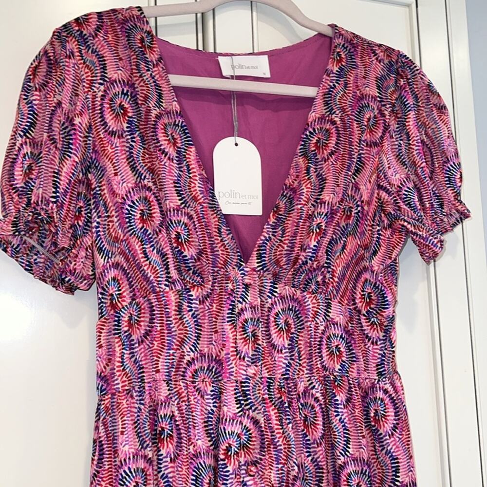 POLIN art MOI BNWT pink swirl patterned midi - Picture 2 of 8